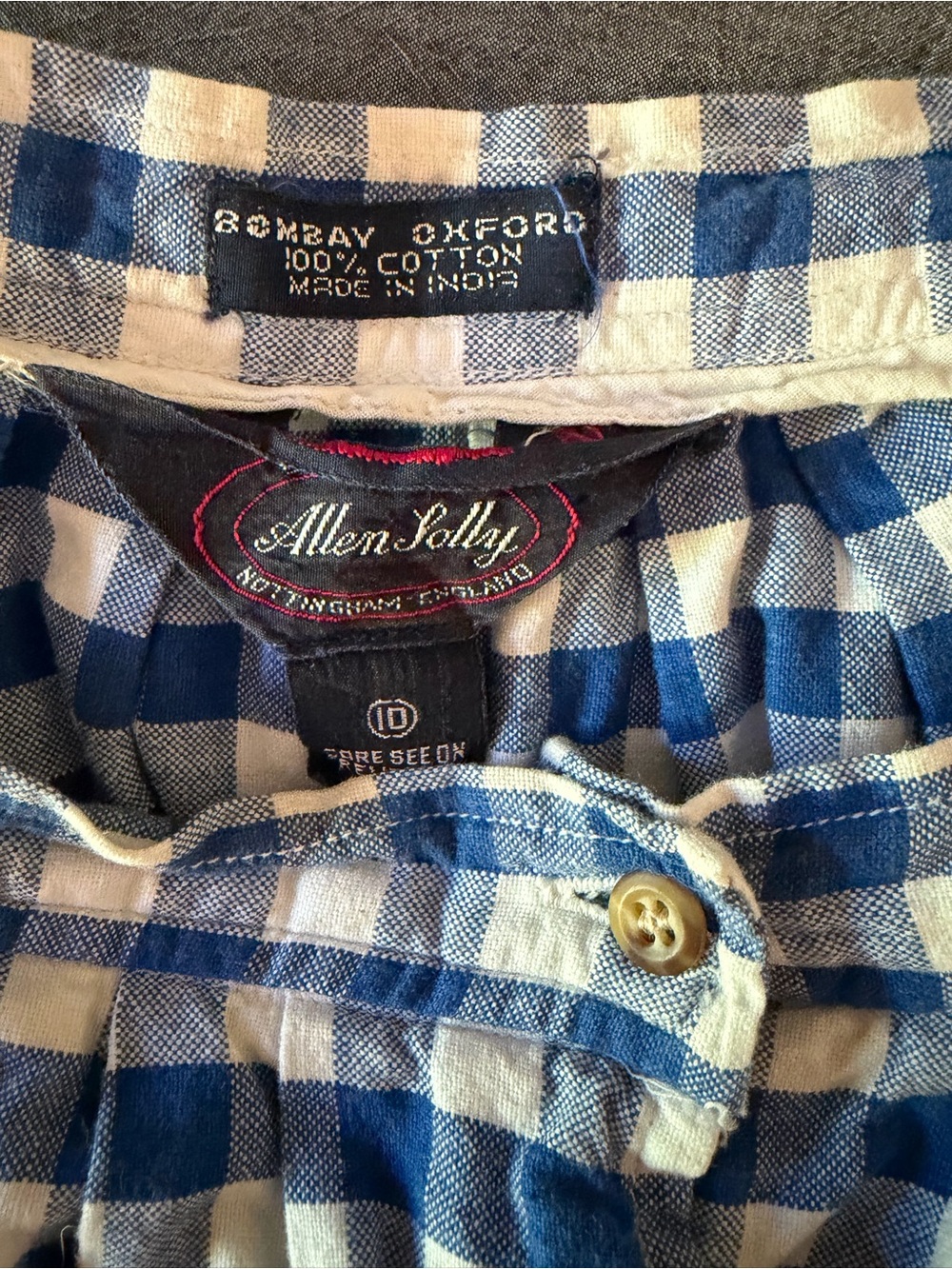 Allen Solly Bombay Oxford Blue and White Gingham Button-Front Vintage Midi Skirt - Picture 7 of 7